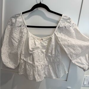 a new day White Eyelet Blouse